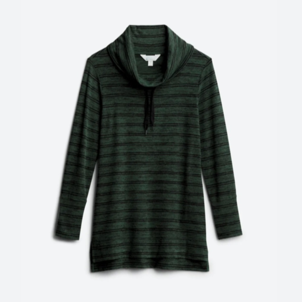 Market & Spruce XL Green Striped Cowl Neck Top